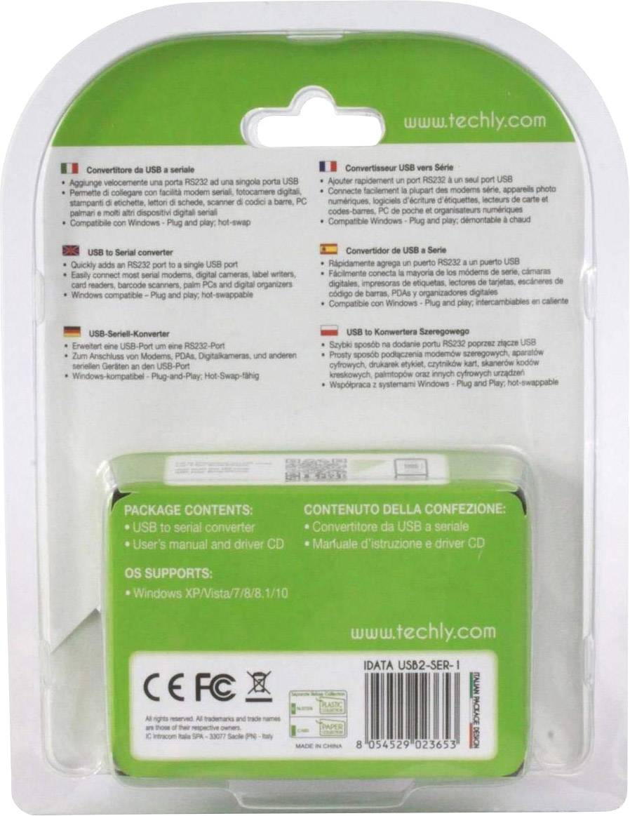 TECHly USB / Seriell Anschlusskabel 1.50 m Schwarz IDATA-USB2-SER-1A