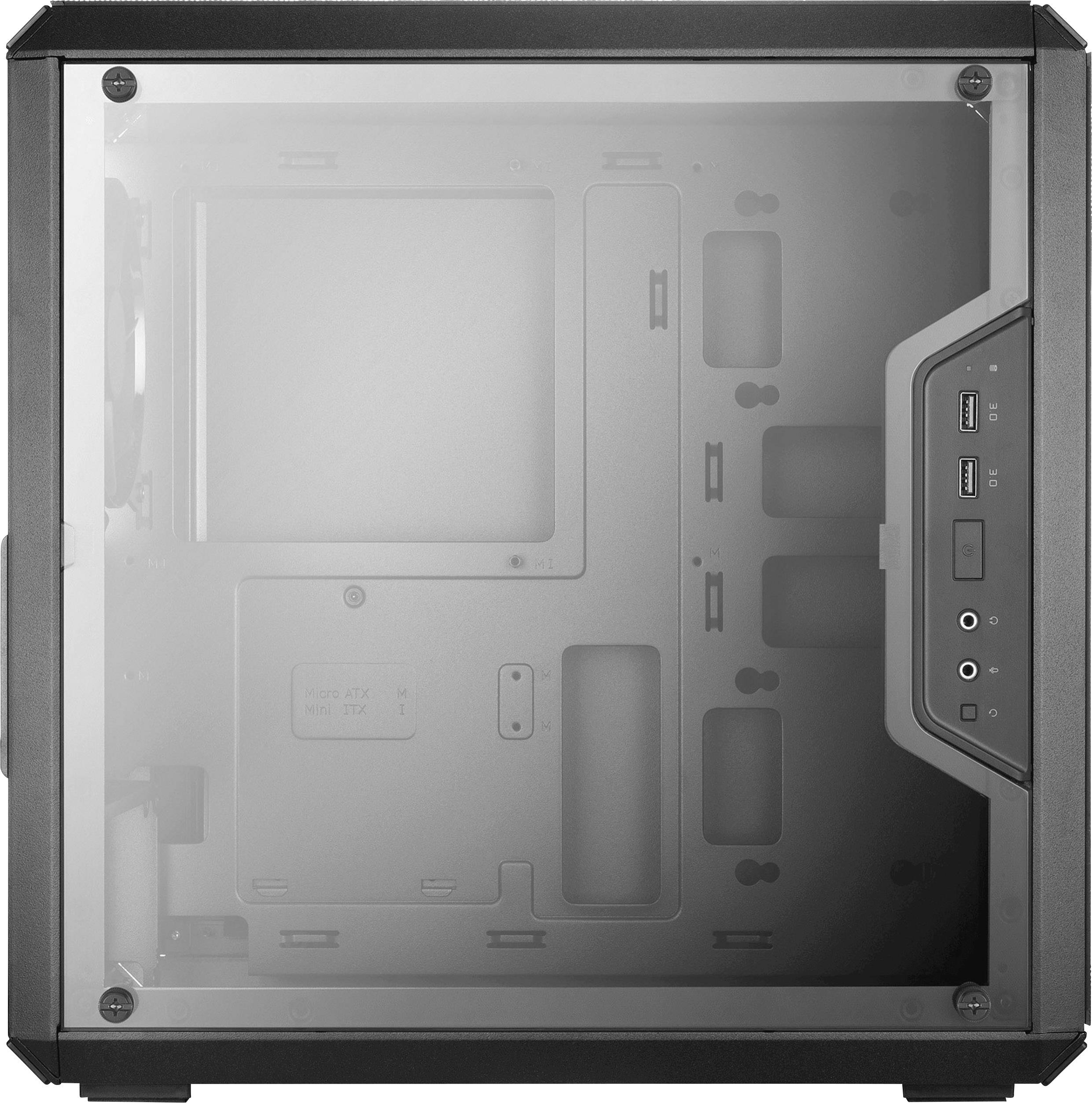 Cooler Master MasterBox Q300L Mini-Tower PC-Gehäuse Schwarz 1 vorinstallierter Lüfter, Staubfilter, Seitenfenster, Für AIO Wasserkühlung geeignet