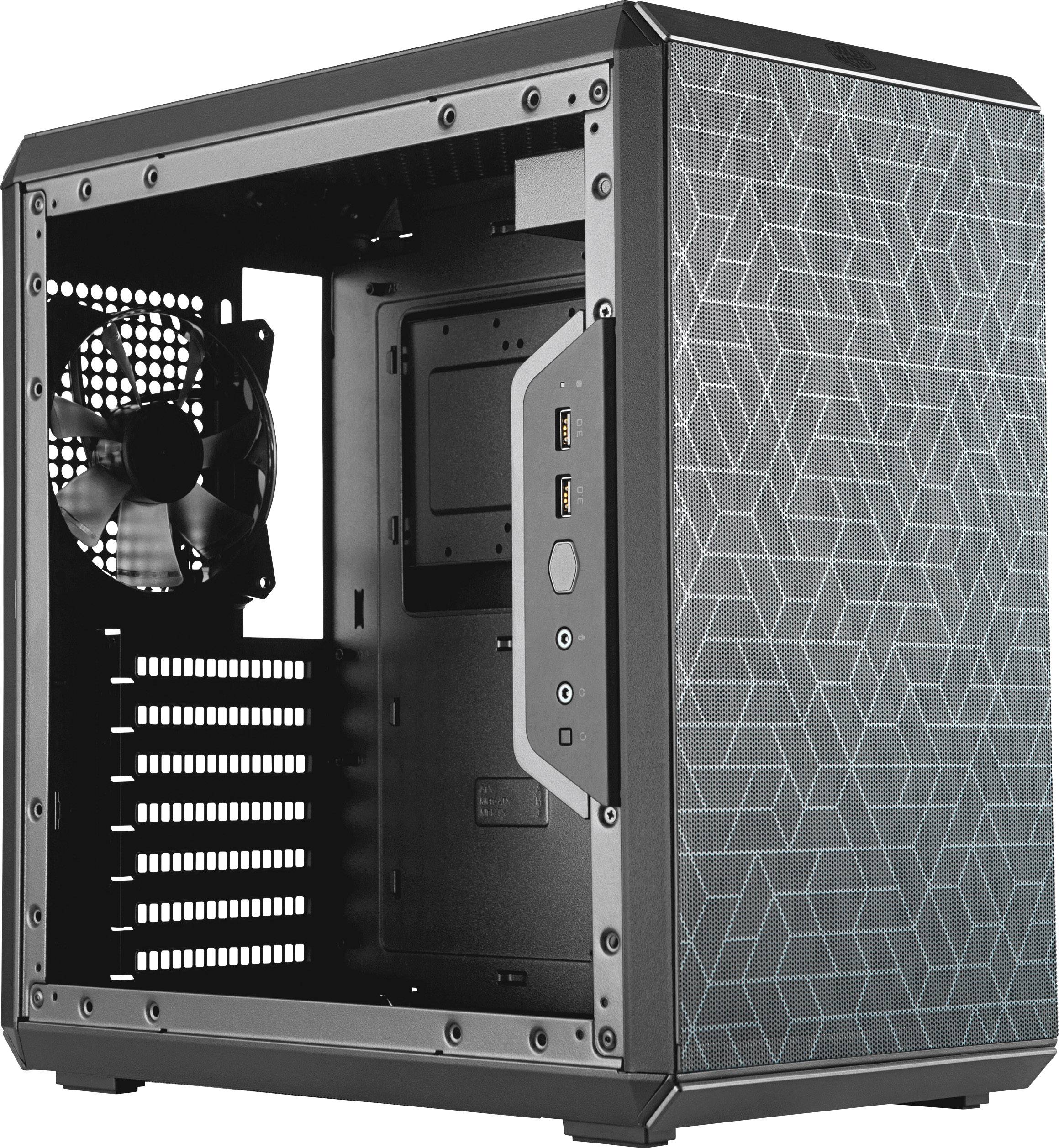 Cooler Master MasterBox Q500L Midi-Tower PC-Gehäuse Schwarz 1 vorinstallierter Lüfter, Seitenfenster, Staubfilter