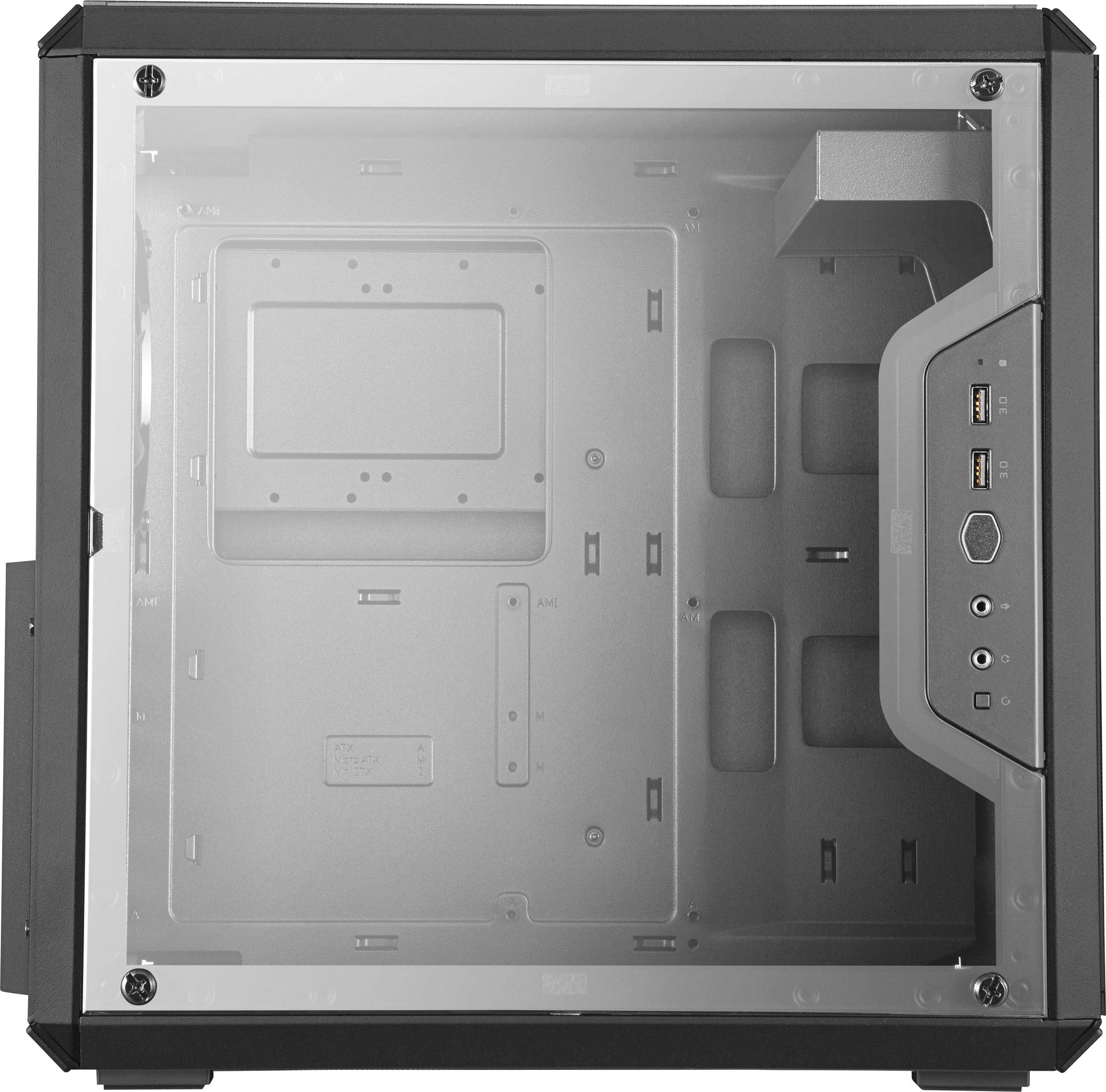 Cooler Master MasterBox Q500L Midi-Tower PC-Gehäuse Schwarz 1 vorinstallierter Lüfter, Seitenfenster, Staubfilter
