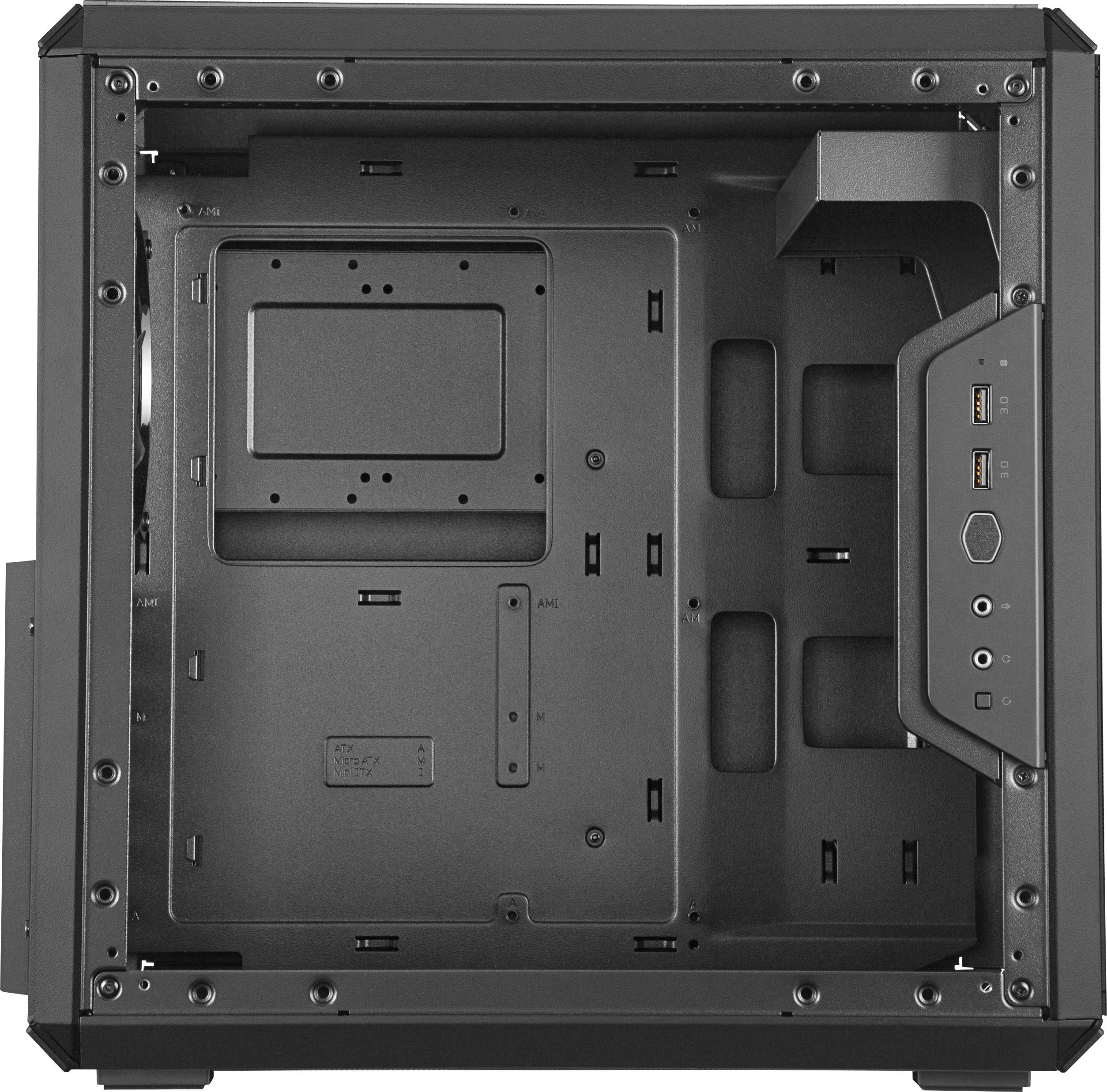 Cooler Master MasterBox Q500L Midi-Tower PC-Gehäuse Schwarz 1 vorinstallierter Lüfter, Seitenfenster, Staubfilter