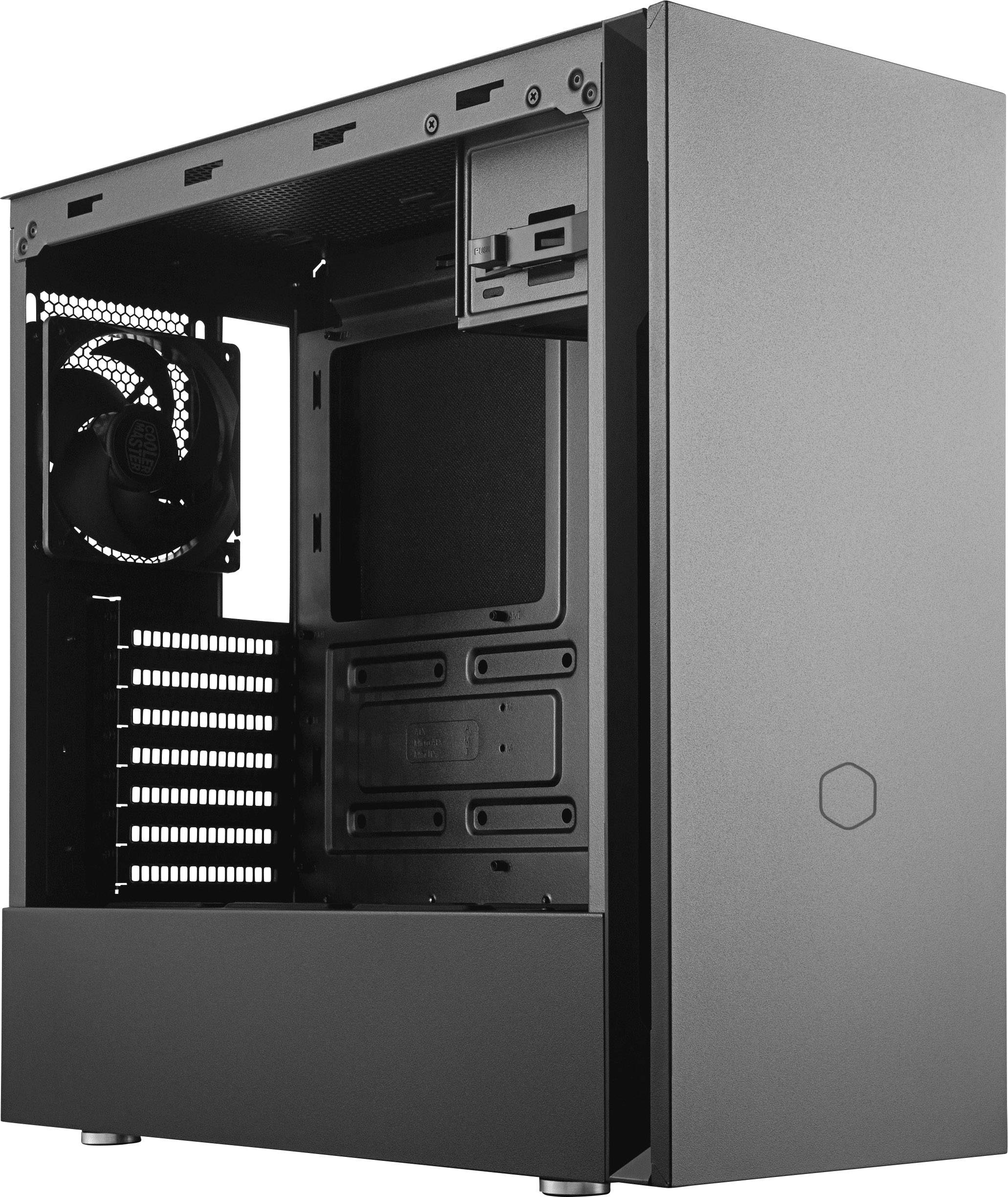 Cooler Master Silencio S600 TG Midi-Tower PC-Gehäuse Schwarz 2 vorinstallierte Lüfter, Seitenfenster, Staubfilter, gedämmt