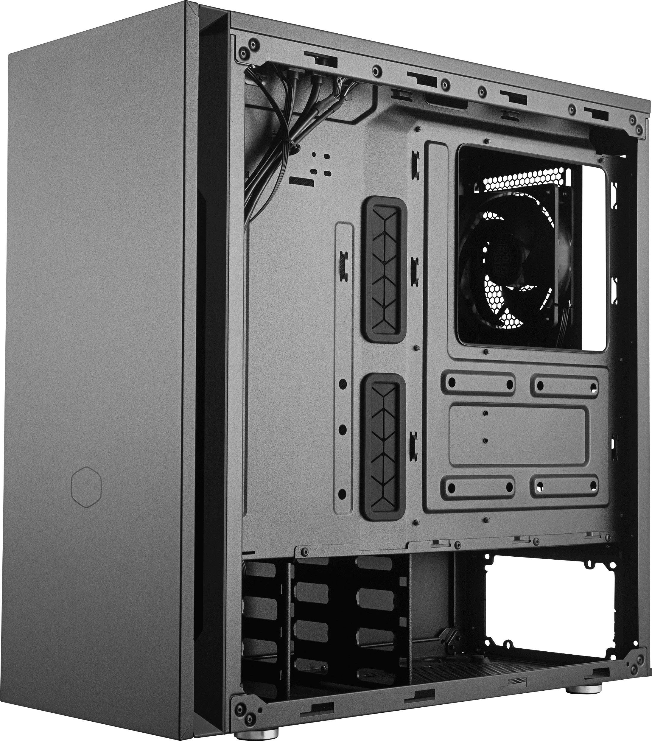 Cooler Master Silencio S600 TG Midi-Tower PC-Gehäuse Schwarz 2 vorinstallierte Lüfter, Seitenfenster, Staubfilter, gedämmt