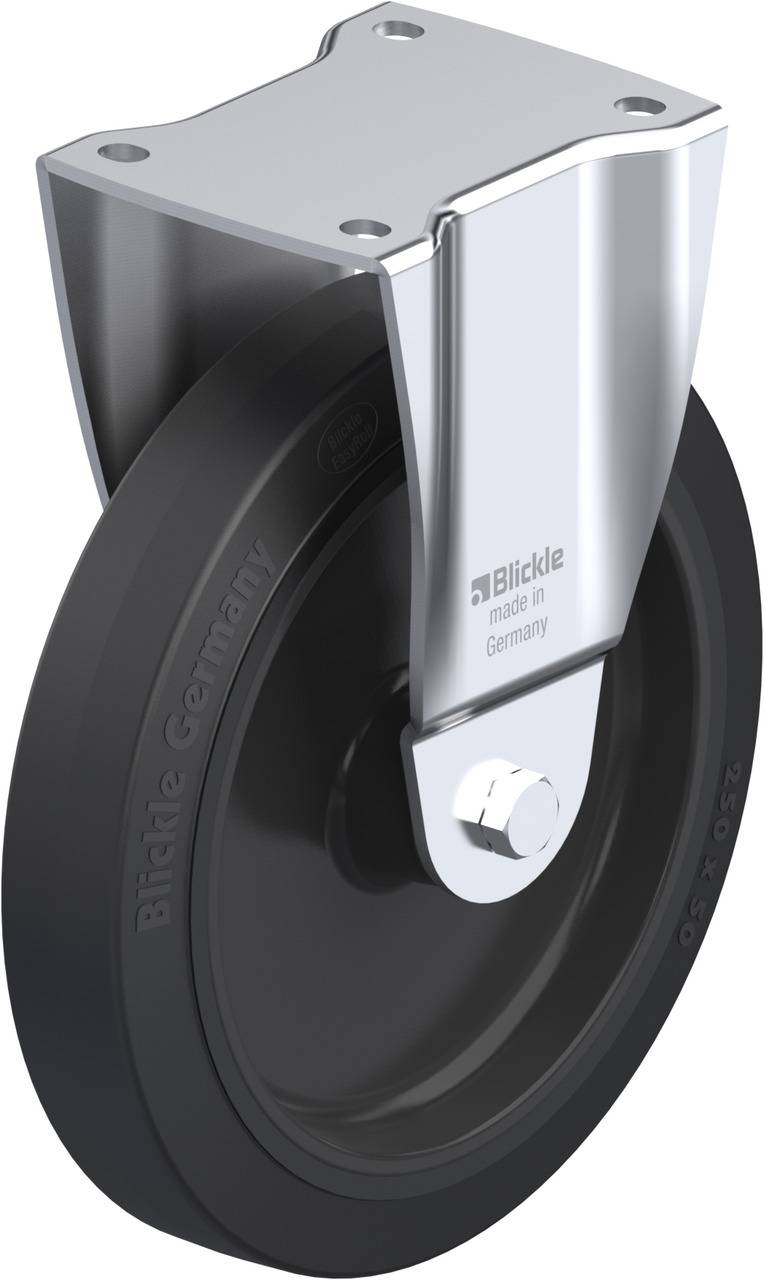 Schwenkrolle aus Metall und Kunststoff, hergestellt von Blickle in Deutschland.
