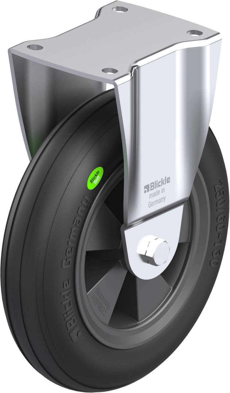 Metallgehäuse-Lenkrolle mit schwarzem Rad, geeignet für Möbel oder Geräte.