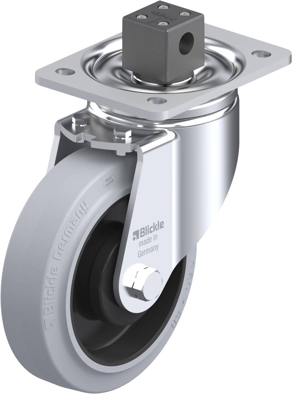 Industrie-Lenkrolle aus Metall mit grauem Rad, 