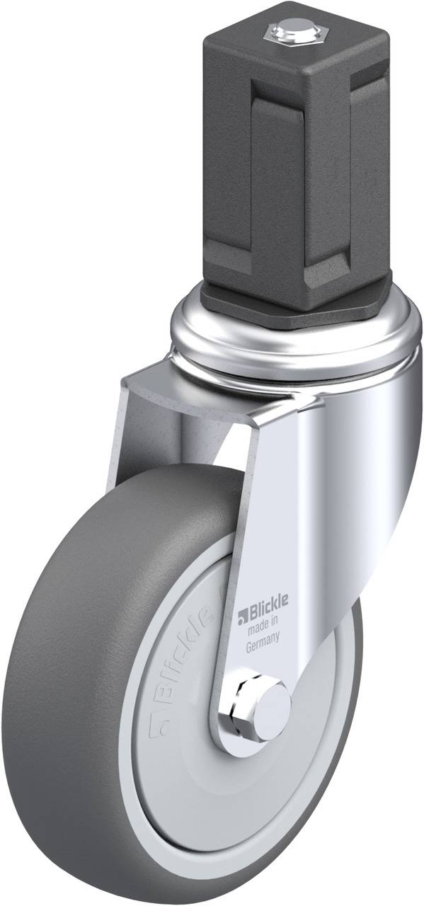 Rollen-Transportrolle mit grauem Rad und metallener Befestigung, geeignet für Möbel oder Geräte zur verbesserten Mobilität.