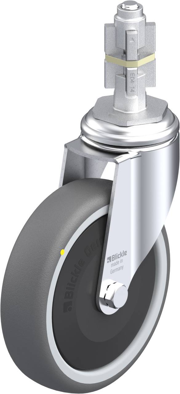 Silbern glänzende Metallkapsel mit Düse und Messskala an der Seite; möglicherweise ein technisches Bauteil oder eine Flasche.