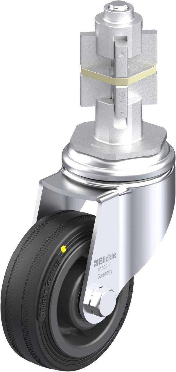 Schwenkrolle aus Metall mit festem Rad, geeignet für den Einsatz an Geräten oder Möbeln, sorgt für Mobilität und leichte Manövrierbarkeit.