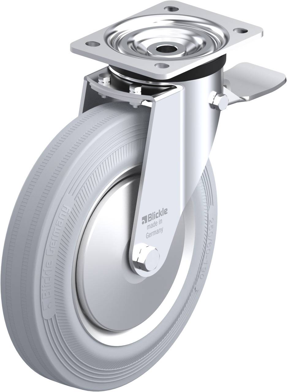 Metall-Rollenhalterung mit grauem Rad und Metallplatte oben, geeignet für den Einsatz an Möbeln und Geräten zur leichten Bewegung.