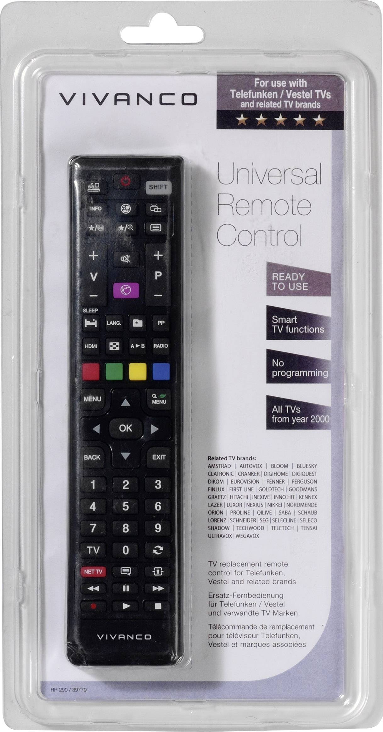 Vivanco RR 290 Fernbedienung Schwarz