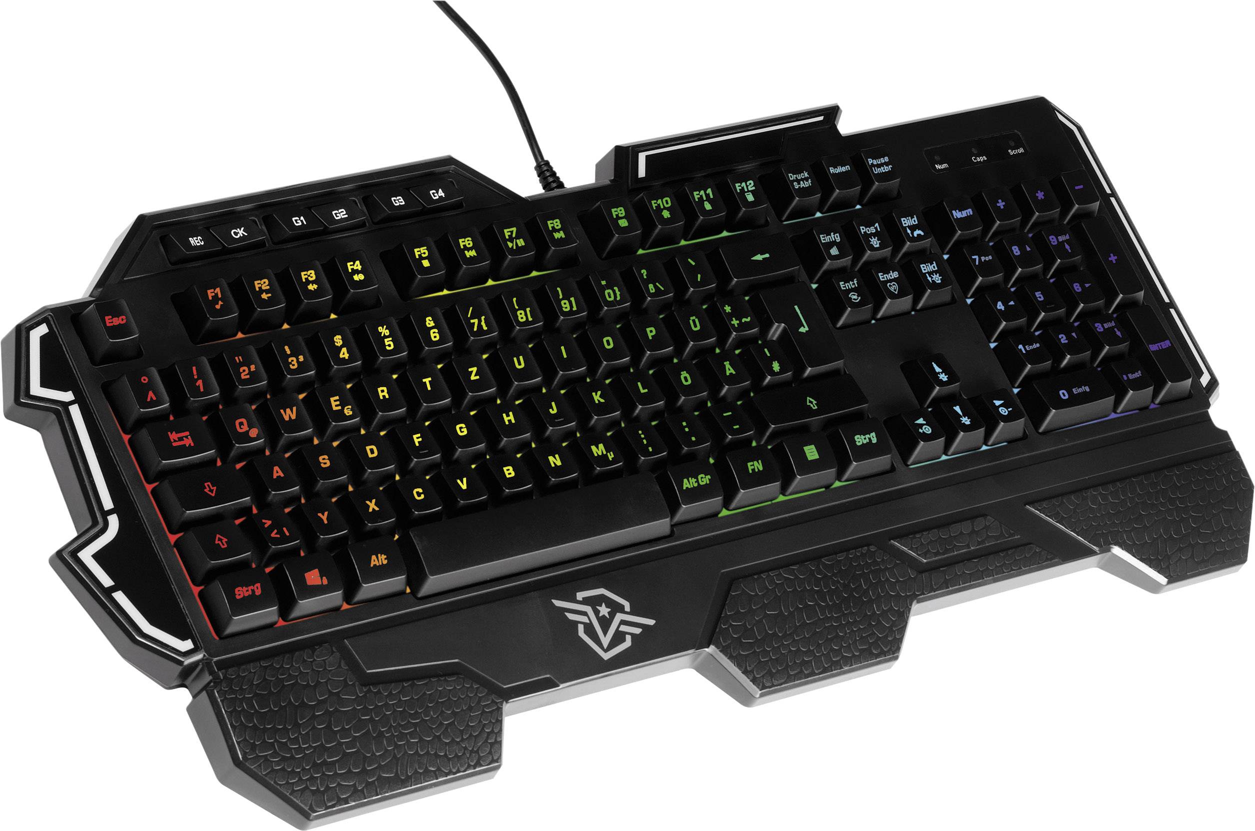 Vivanco IT-KB G1 USB Gaming-Tastatur Beleuchtet, Ergonomisch Deutsch, QWERTZ, Windows® Schwarz