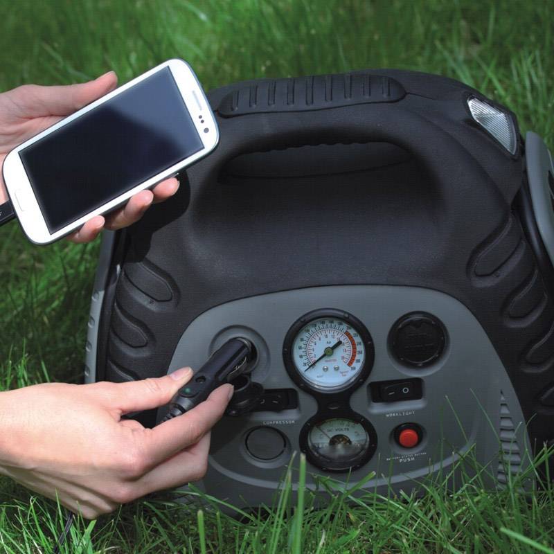 Aerotec Schnellstartsystem 2009778 Starthilfestrom (12 V)=400A 12 V-Ausgang 2x, USB-Steckdose 2x, Arbeitsleuchte, Kompressor