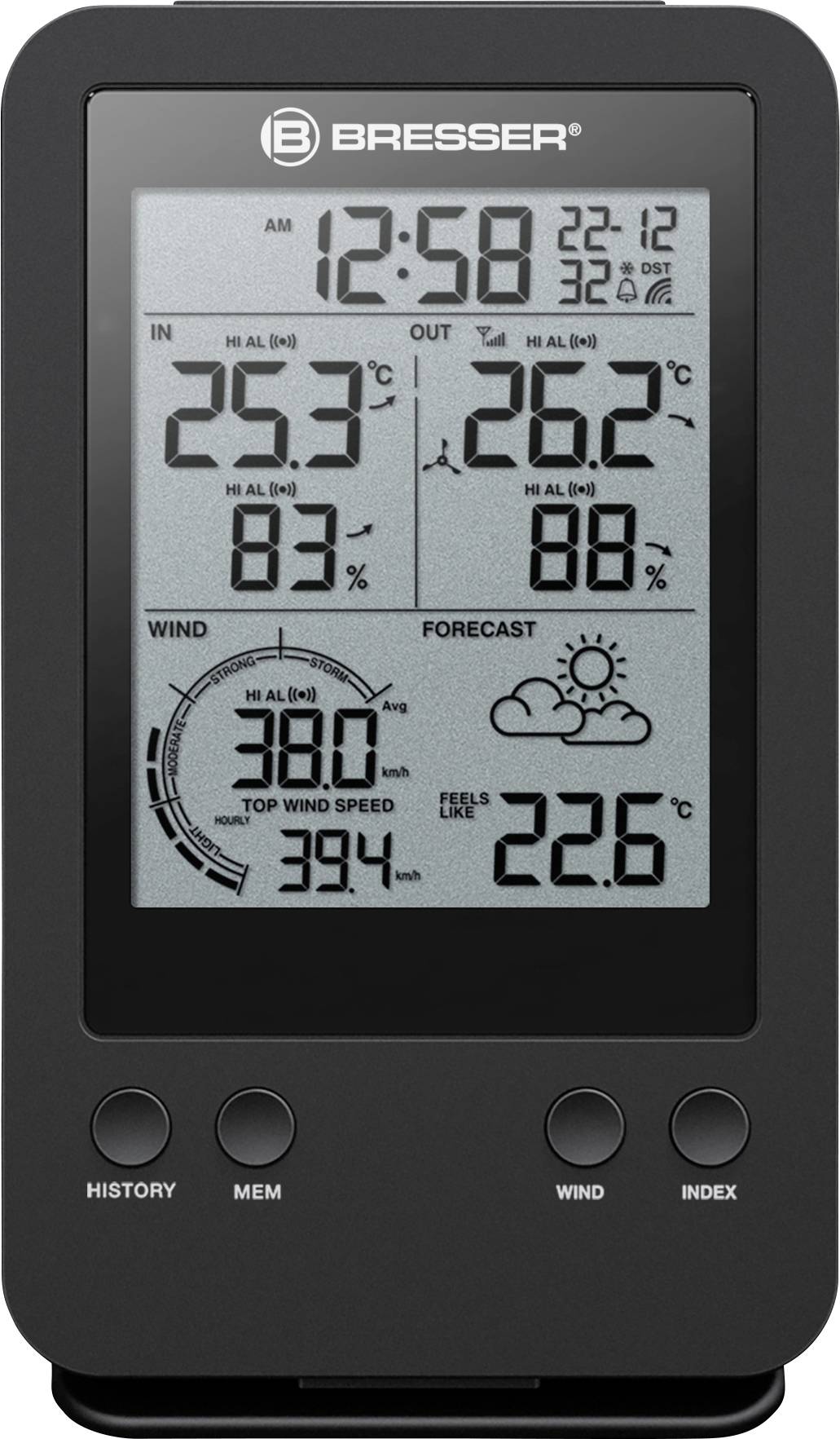 Bresser Optik Pro 3-in-1 7002531 Funk-Wetterstation Vorhersage für 12 bis 24 Stunden