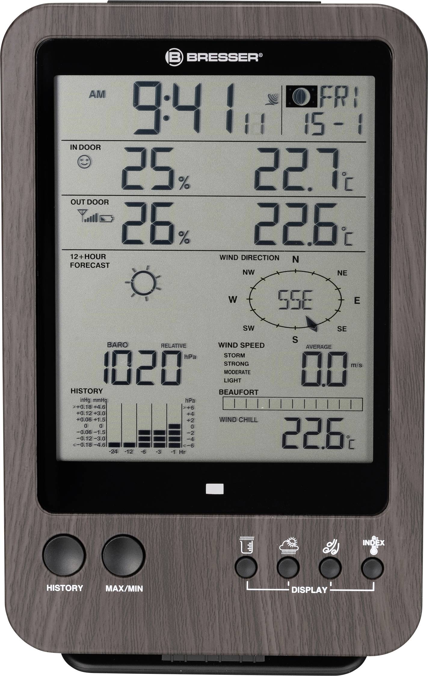Bresser Optik WTW 5in1 Center 7002512 Funk-Wetterstation