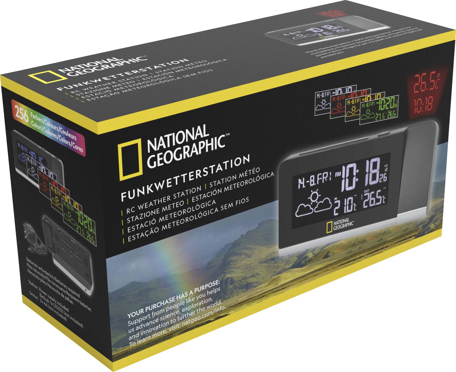 National Geographic Multi Colour Projektor 9070400 Funk-Wetterstation Vorhersage für 12 bis 24 Stunden Anzahl Sensoren max. 3