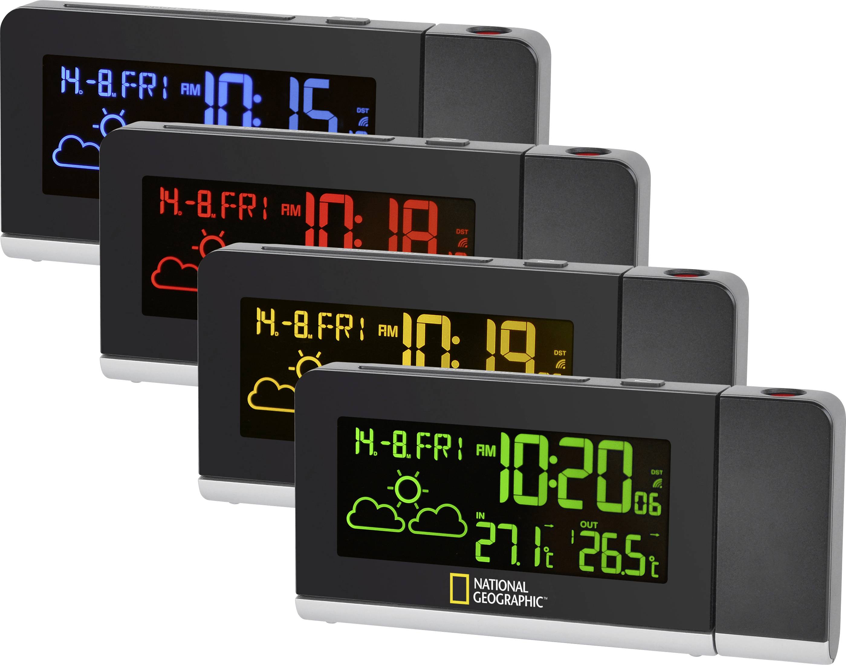 National Geographic Multi Colour Projektor 9070400 Funk-Wetterstation Vorhersage für 12 bis 24 Stunden Anzahl Sensoren max. 3