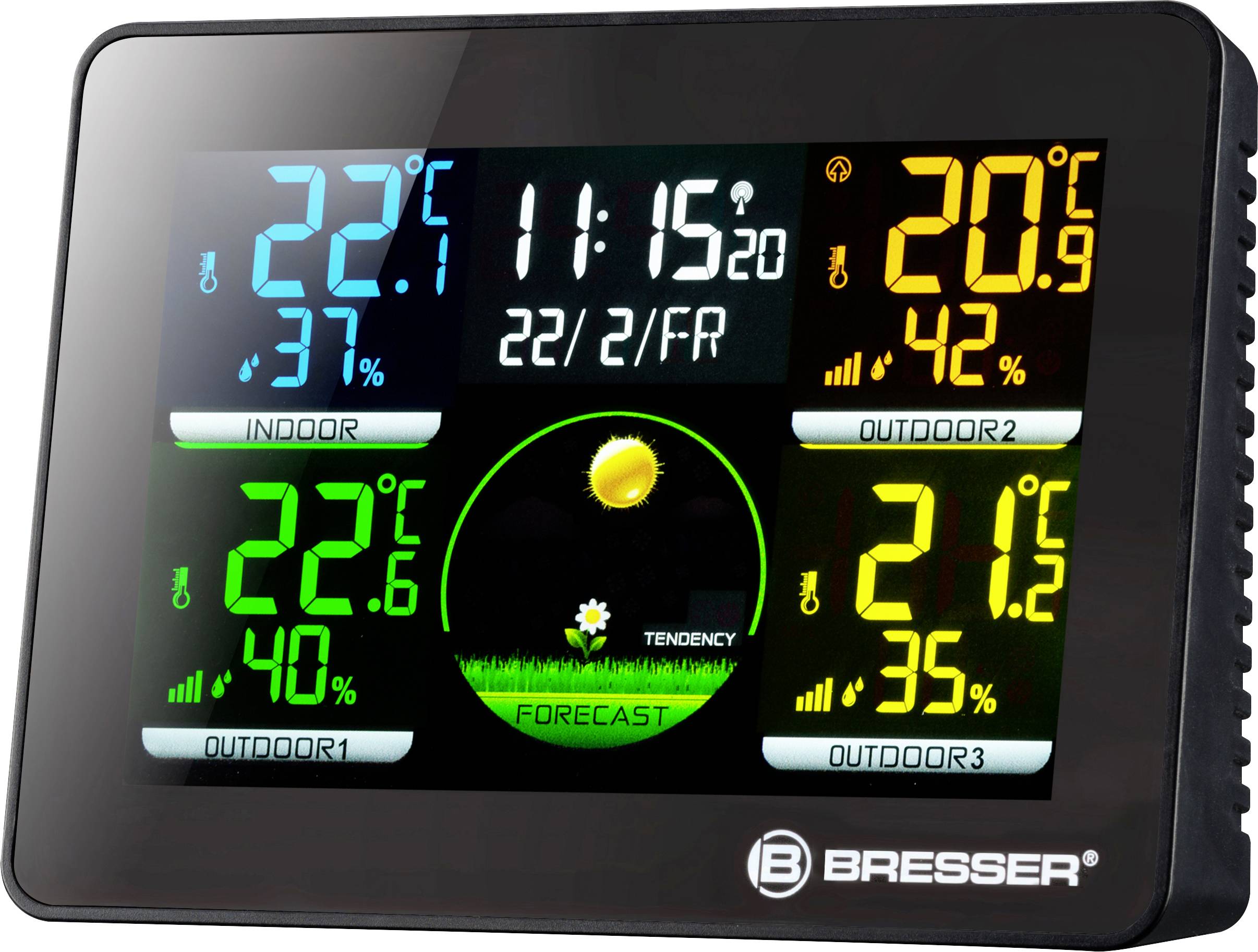 Bresser Optik Thermo Hygro Quadro NLX Thermo-/Hygrometer Schwarz 7000023