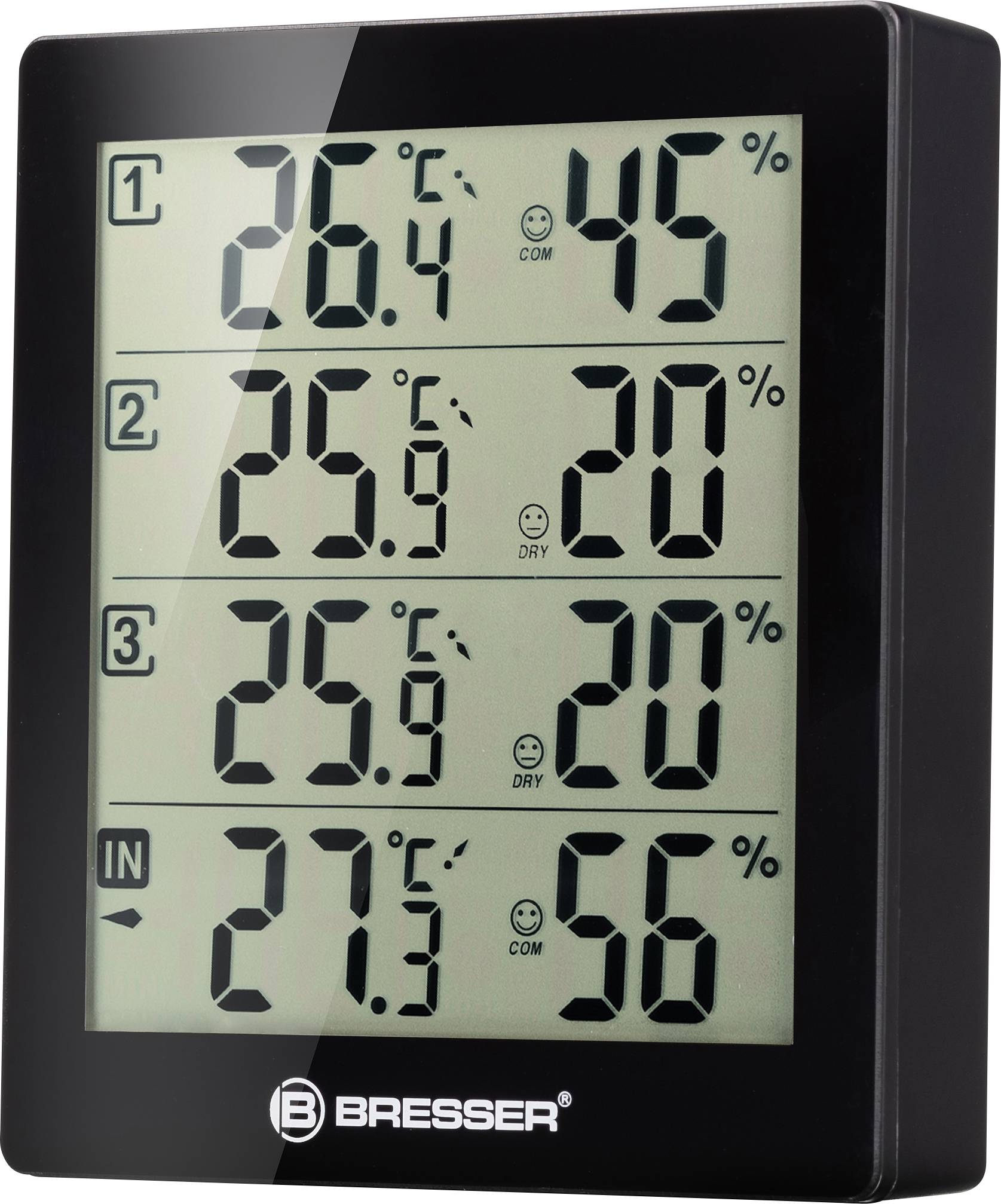 Bresser Optik Quadro Thermo-/Hygrometer Schwarz 7000020CM3000