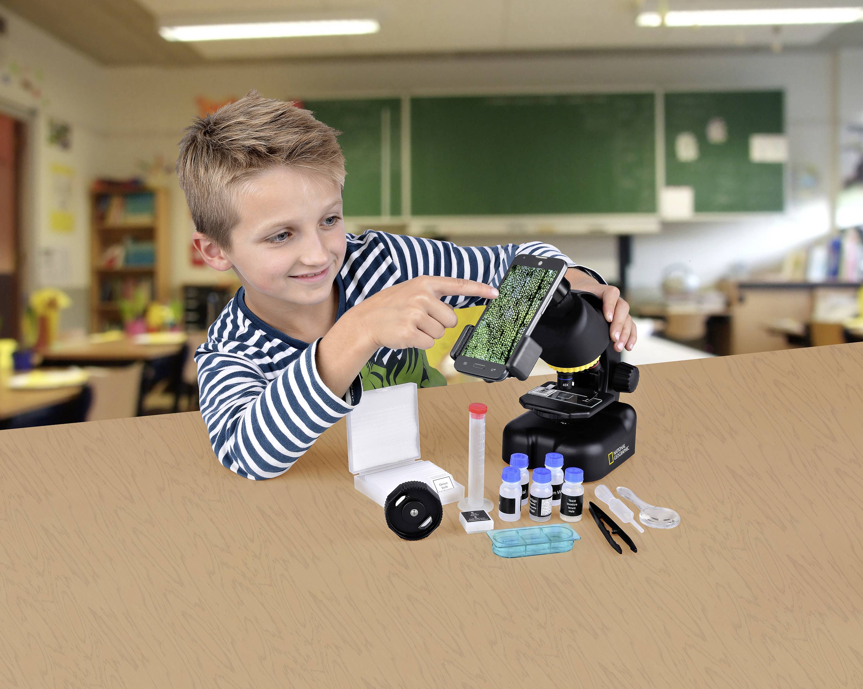 National Geographic 9119501 40-640 +Smartphone Adapter Durchlichtmikroskop Monokular 640 x Durchlicht