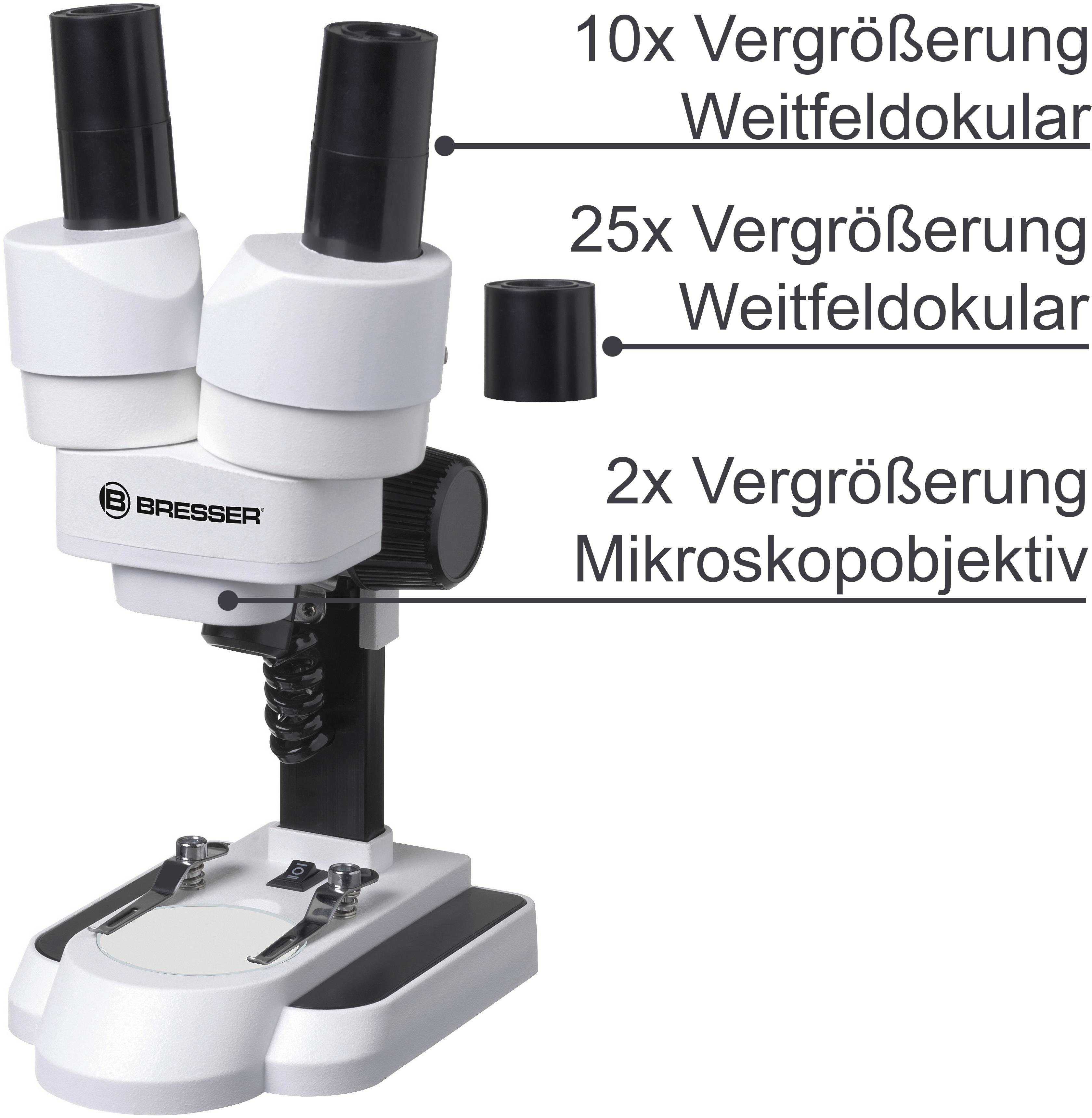 Bresser Optik 8852001 Junior 20-50 Kinder-Mikroskop Binokular 50 x Auflicht, Durchlicht