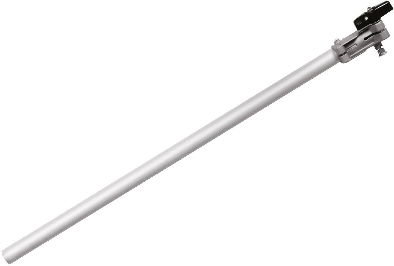 Aluminiumstange mit schwarzer Klemme am Ende, vermutlich Teil eines Halterungssystems.