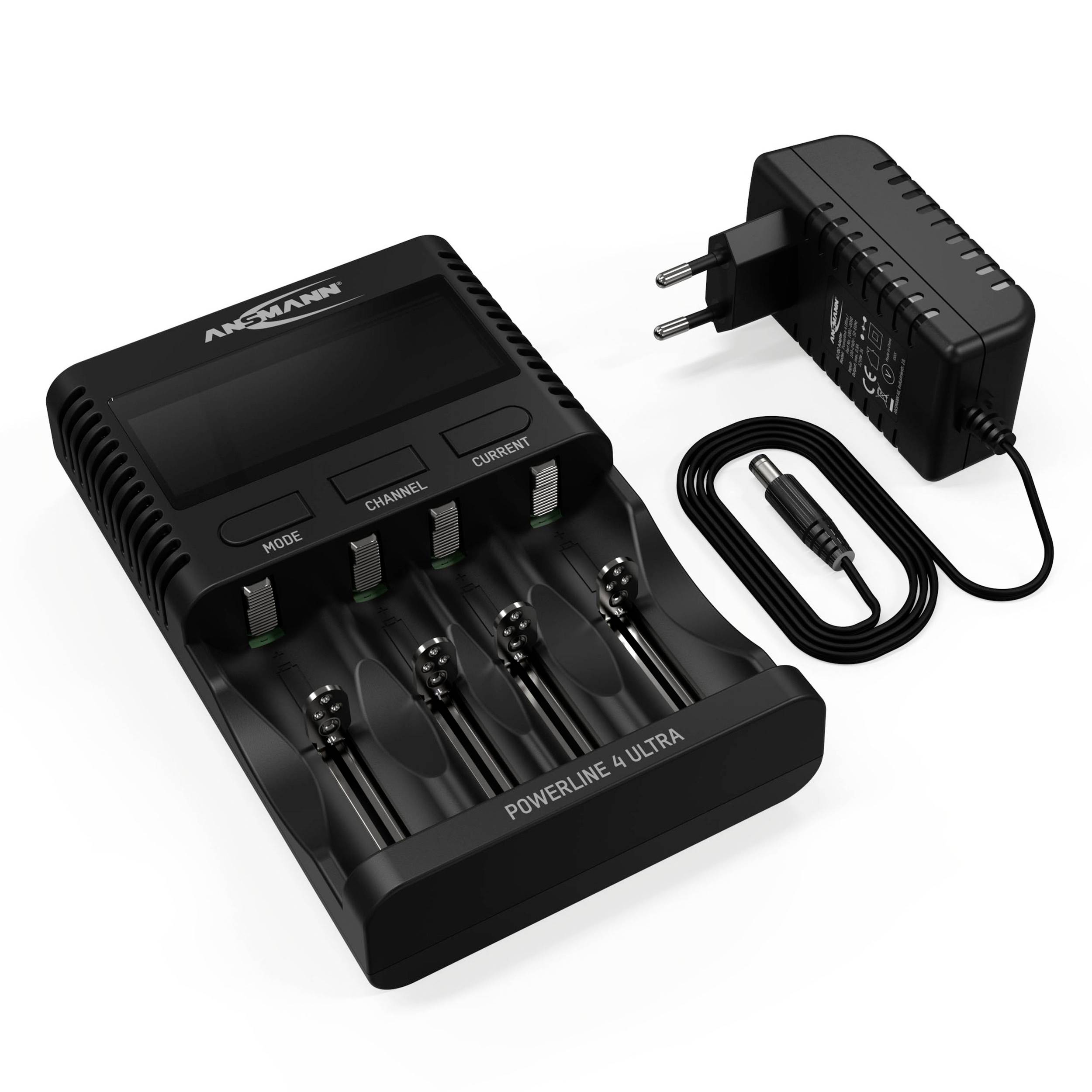 Ansmann Powerline 4 Ultra Rundzellen-Ladegerät NiCd, NiMH, LiIon Micro (AAA), Mignon (AA), Baby (C), Mono (D), 10340, 10350, 10440, 10500, 12500