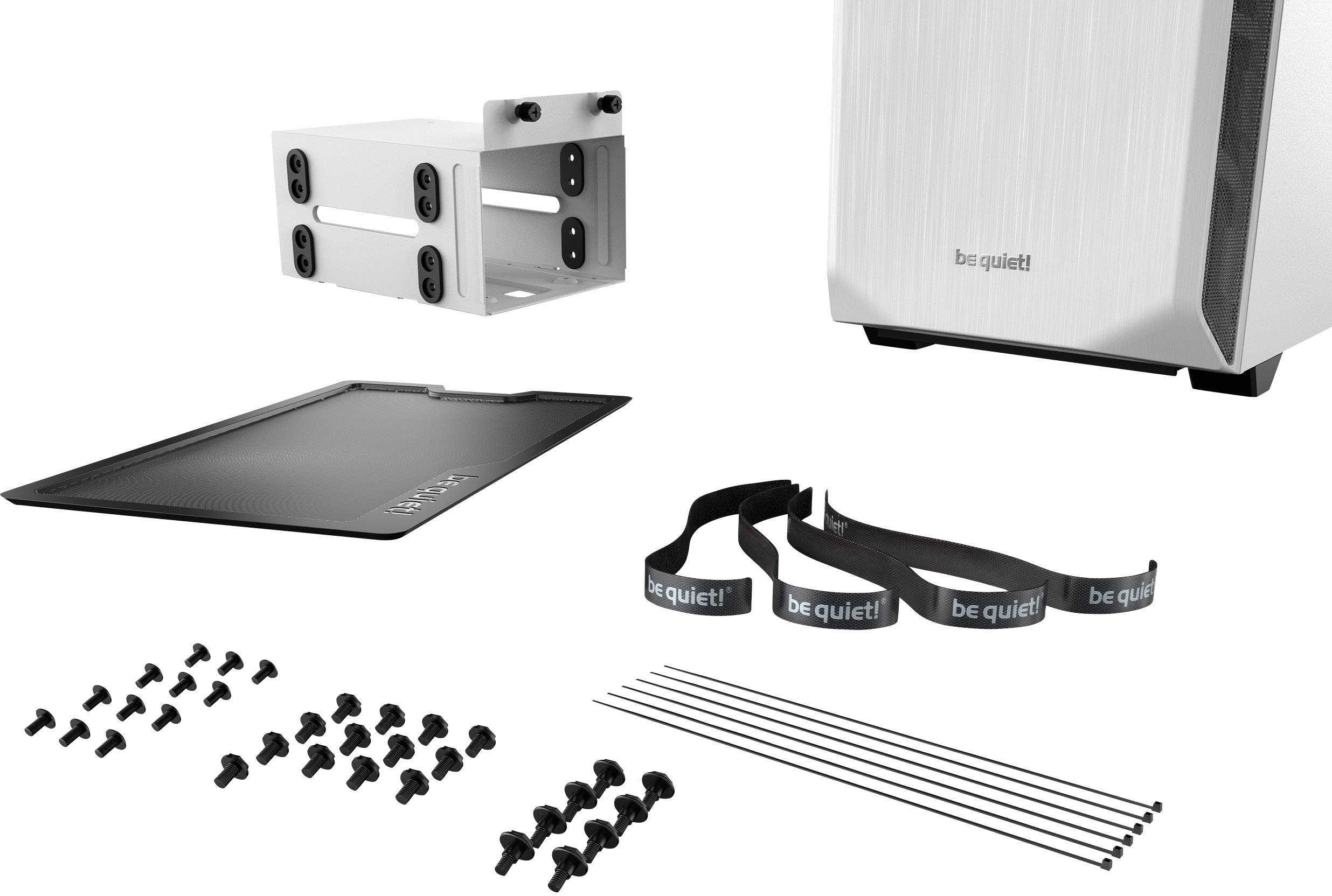 BeQuiet Pure Base 500 Midi-Tower PC-Gehäuse, Gaming-Gehäuse Weiß 2 vorinstallierte Lüfter, Staubfilter, gedämmt