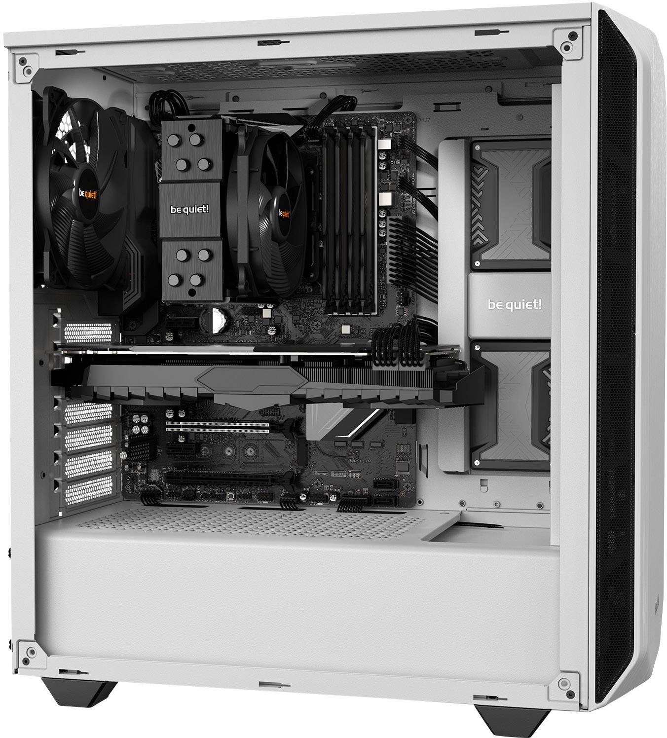 BeQuiet Pure Base 500 Midi-Tower PC-Gehäuse, Gaming-Gehäuse Weiß 2 vorinstallierte Lüfter, Staubfilter, gedämmt