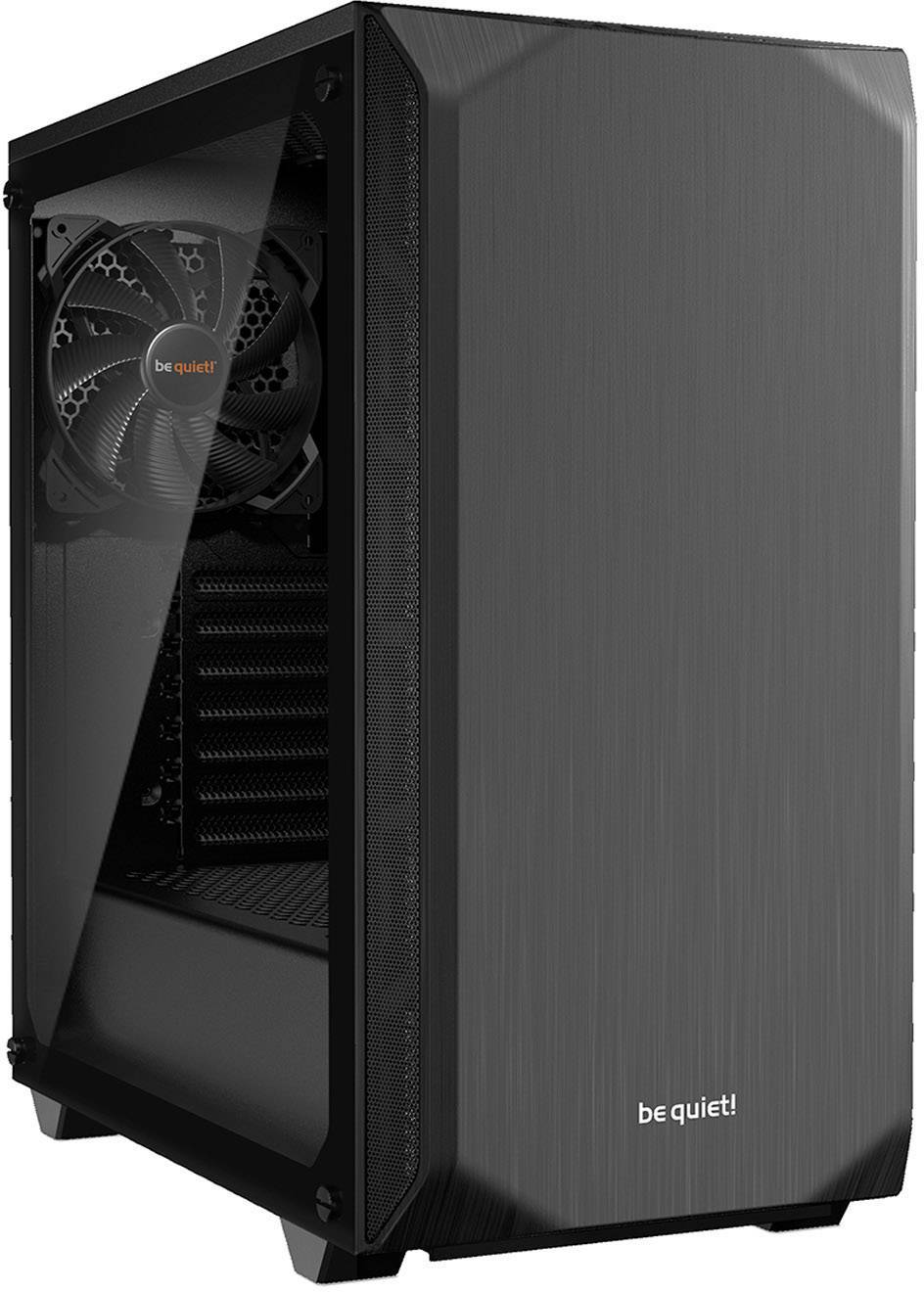 BeQuiet Pure Base 500 Windows Midi-Tower PC-Gehäuse, Gaming-Gehäuse Schwarz 2 vorinstallierte Lüfter, Seitenfenster, Staubfilter, gedämmt