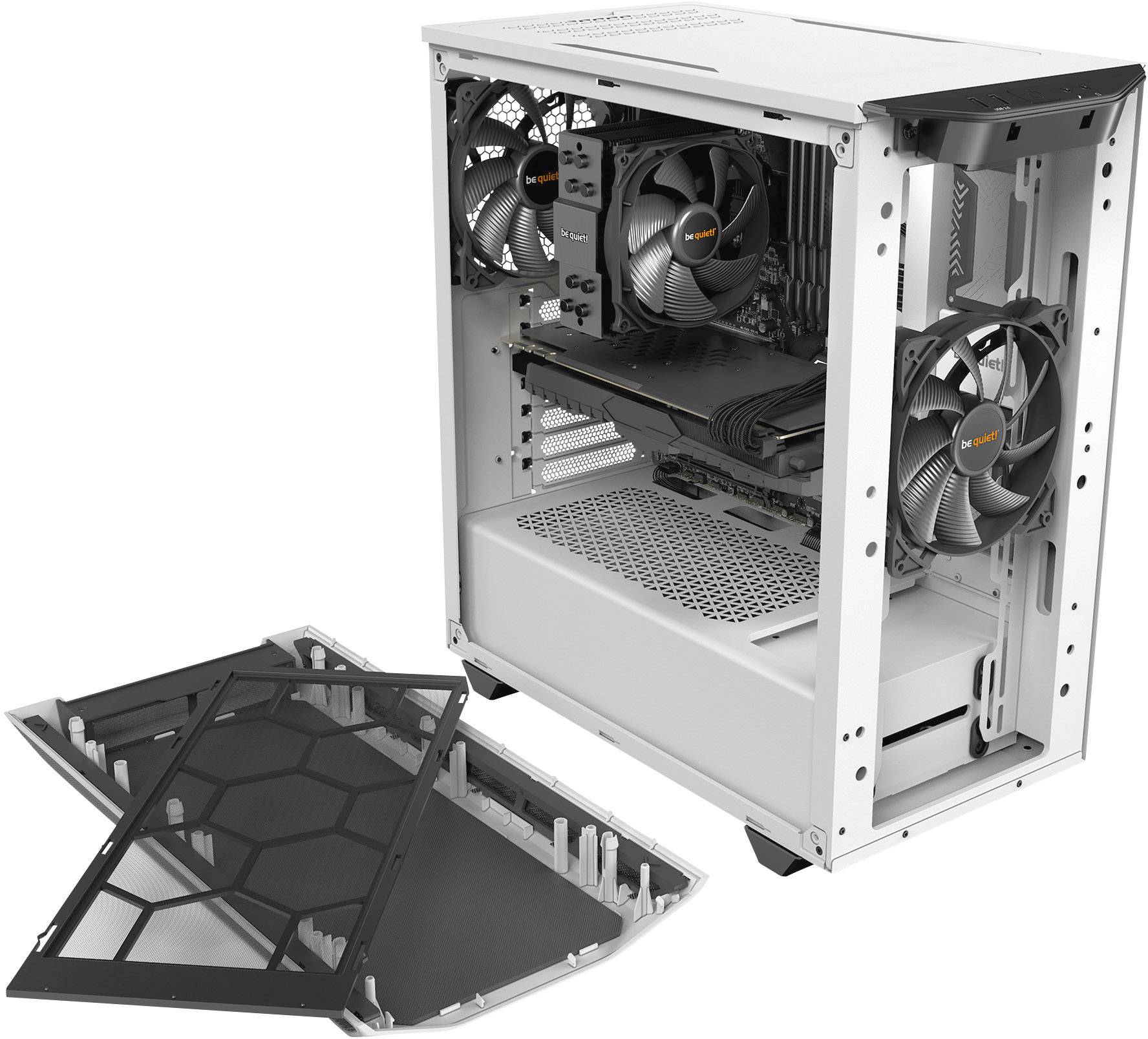BeQuiet Pure Base 500 Windows Midi-Tower PC-Gehäuse, Gaming-Gehäuse Weiß 2 vorinstallierte Lüfter, Seitenfenster, Staubfilter, gedämmt