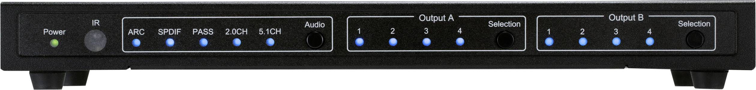 SpeaKa Professional 4x2 Port HDMI-Switch mit Audio-Ports 3840 x 2160 Megapixel Schwarz