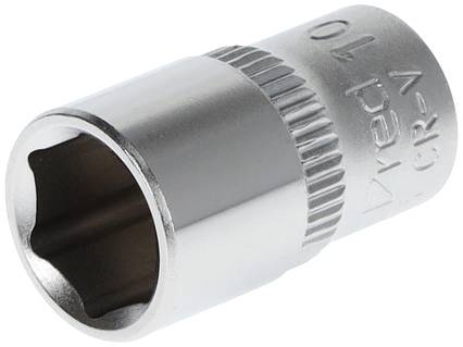 Steckschlüsseleinsatz, sechsseitig, verchromt, Größe 10 mm. Geeignet für Schraubarbeiten mit Handwerkzeug oder Ratsche.