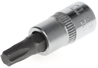 Steckschlüssel mit Torx-Bitaufsatz aus Metall, graue Farbe, geeignet für Schraubarbeiten.