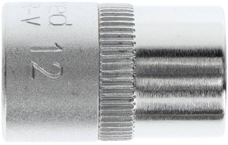 Metall-Schraubnuss mit geriffeltem Griff und eingeprägter Beschriftung RV 12.