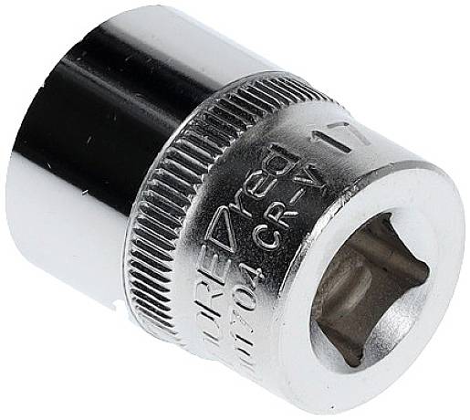Metallschraubenschlüssel-Aufsatz, 17 mm, verchromt, mit gerändelter Oberfläche für besseren Halt.