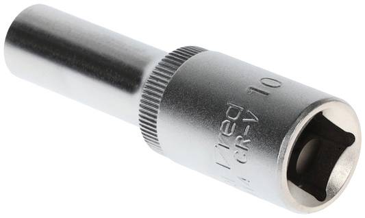 Steckschlüssel-Einsatz aus Metall, zylindrische Form, markiert mit 'CR-V 10' zur Größenbestimmung, zur Verwendung mit Steckschlüsseln.