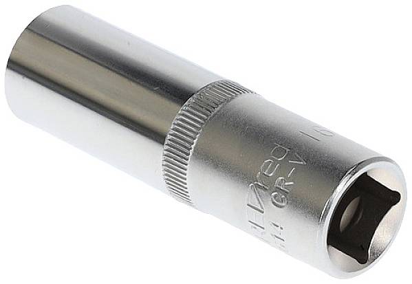 Metallschraubenschlüssel mit rundem Griff und quadratischer Öffnung. Ideal zum Anziehen oder Lösen von Schrauben und Muttern.