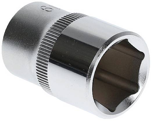Sechskant-Steckschlüssel in Silber, zylindrische Form, mit geriffeltem Griff für besseren Halt.