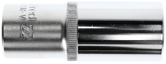Metallschraubenschlüssel, zylindrische Form, mit eingravierter Größe '22' und Materialangabe 'CR-V'.