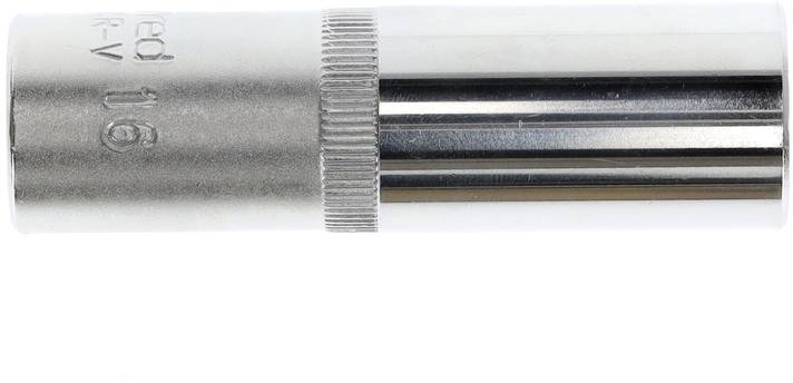 Ein Metallschraubenschlüsselaufsatz für ein Drehmomentwerkzeug, zylindrische Form, mit geriffelter Struktur für besseren Griff.