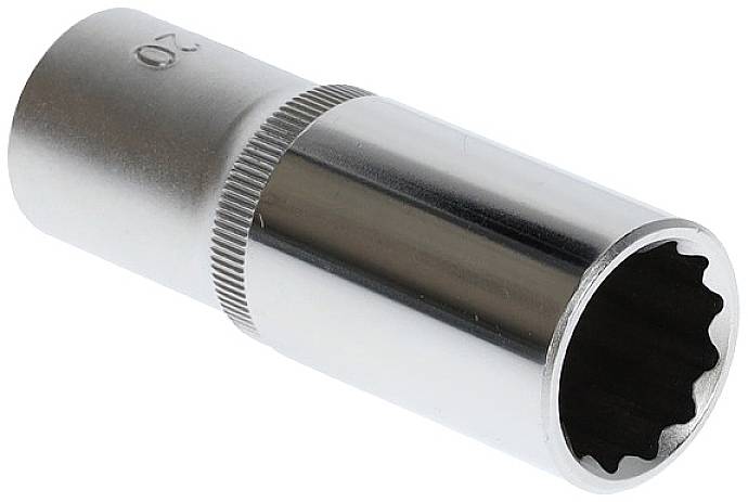 Metall-Steckschlüssel, sechseckig, glänzend silbern, für Schrauben und Muttern.