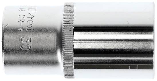 Metallische Steckschlüsselaufnahme Größe 30 mm, zylindrische Form, Glanzoberfläche, Beschriftung 'CR-V 30' eingraviert.