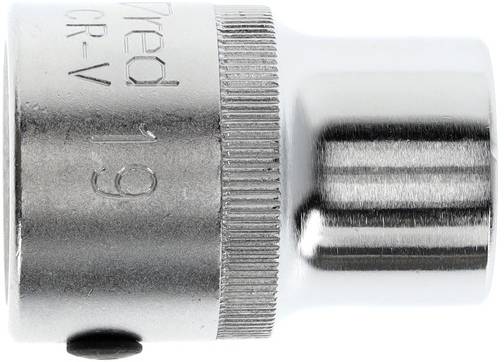 Metallene Stecknuss mit eingeprägter Zahl '19', passend für Schraubenschlüssel oder Ratschen; verwendet zum Lösen von Muttern.