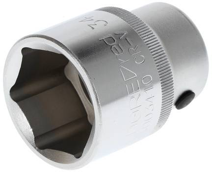 Steckschlüsseleinsatz aus Chrom-Vanadium-Stahl, Größe 32 mm, silberfarben, mit gerändeltem Griff für besseren Halt.