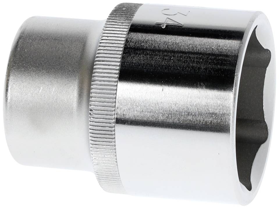 Metallische Steckschlüsselaufnahme, Größe auf Oberfläche eingraviert, verwendet in Mechanik für Schraubverbindungen.