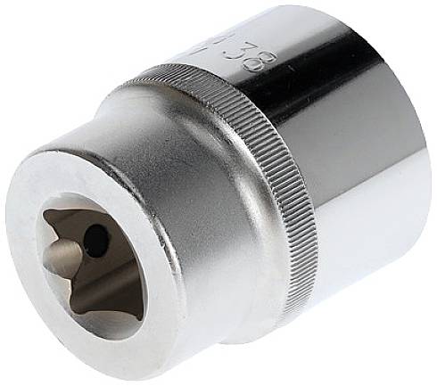Steckschlüssel-Einsatz aus Metall, zylindrische Form, für Ratschen oder Schraubenschlüssel, meist in Werkstätten verwendet.