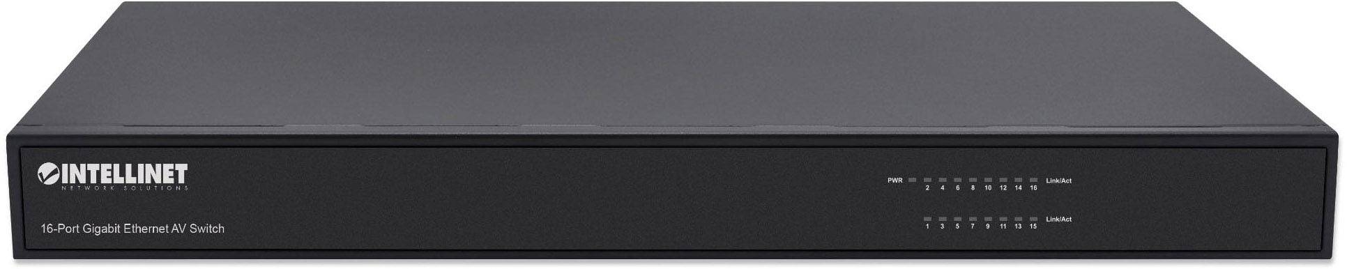 Intellinet 16-Port Gigabit AV-Switch Ports auf der Rückseite Desktop oder 19" Rackmount Netzwerk Switch 10 / 100 / 1000 MBit/s