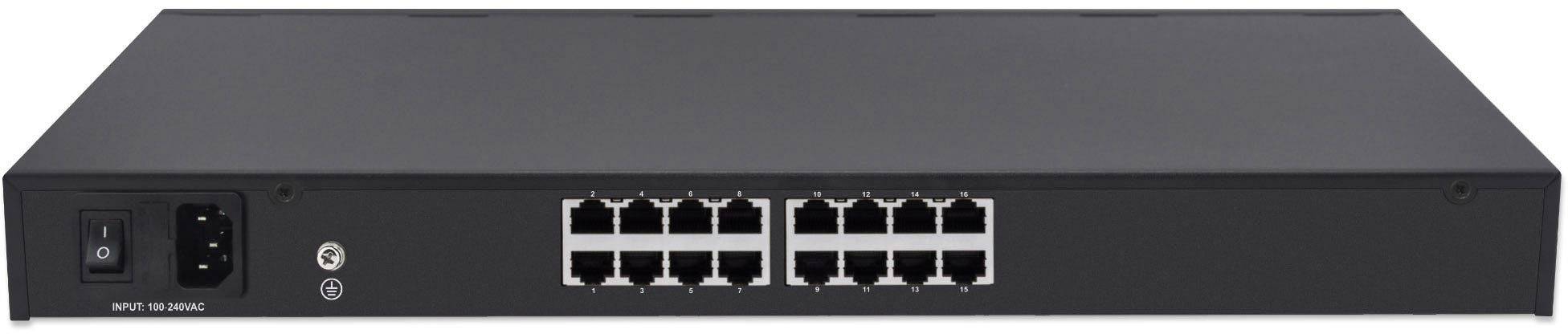Intellinet 16-Port Gigabit AV-Switch Ports auf der Rückseite Desktop oder 19" Rackmount Netzwerk Switch 10 / 100 / 1000 MBit/s