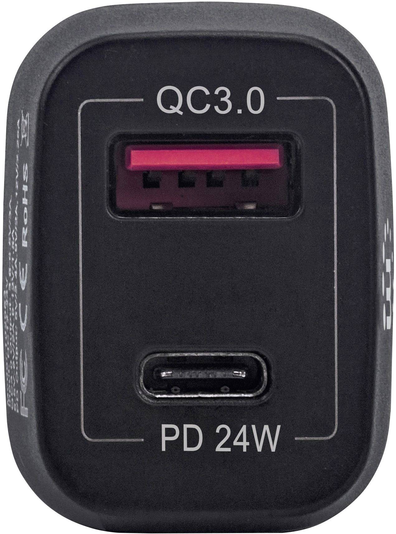 Manhattan Power Delivery 102063 Reiseladeadapter KFZ, LKW Ausgangsstrom (max.) 3A 2 x USB-C™ Buchse, USB 3.2 Gen 1 Buchse A